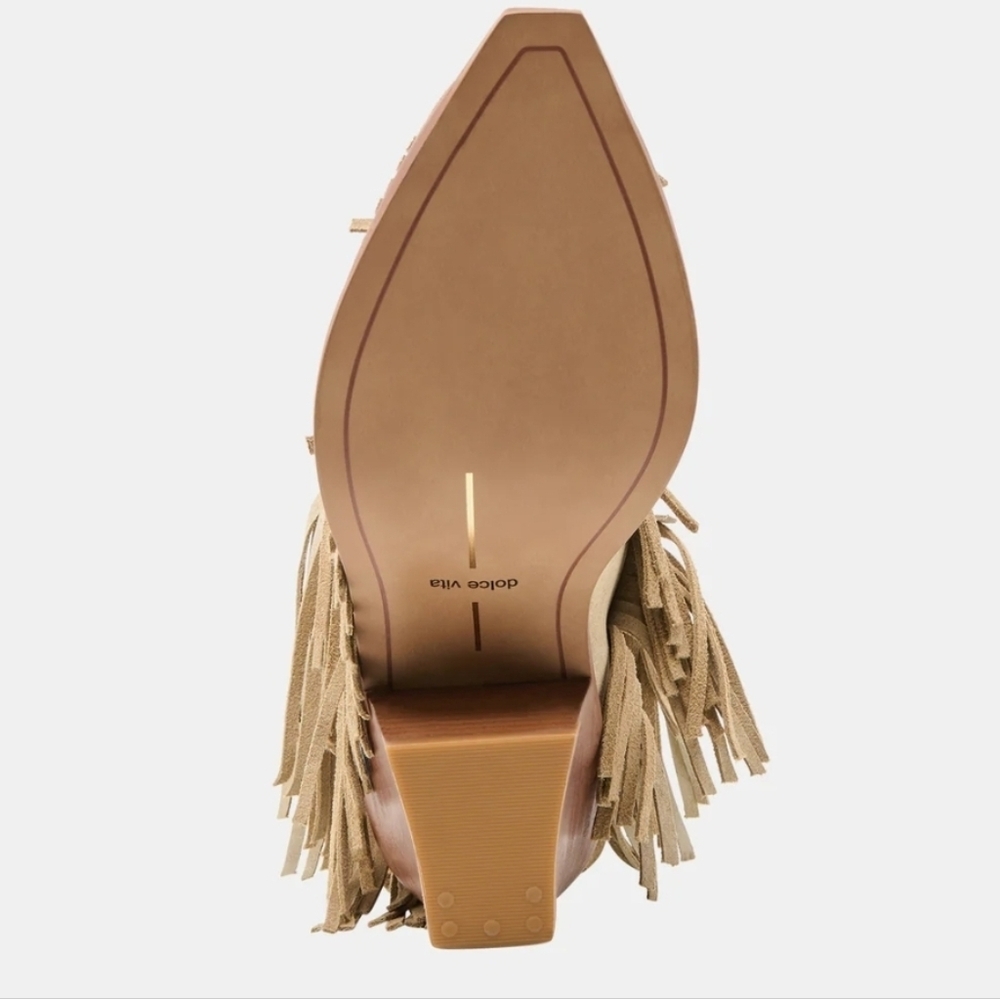 🤎🔹️Dolce Vita 🔹️Dark Taupe Suede TOREY Western  Fringe Ankle Booties - Picture 11 of 11